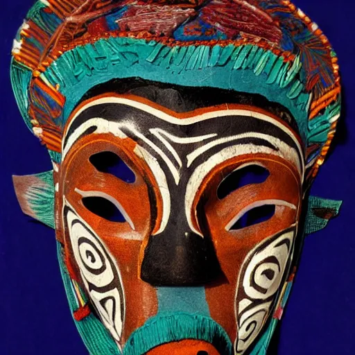 Prompt: a mask of a shaman and a jaguar