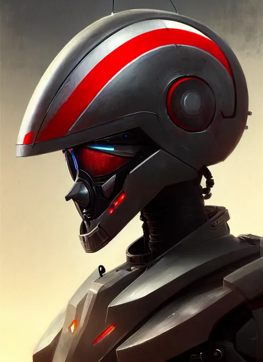 Image similar to a portrait of epic mechanical futuristic war robotic racing helmet with indonesian flag highly detailed, digital painting, concept art, smooth, sharp focus, illustration, art by greg rutkowski