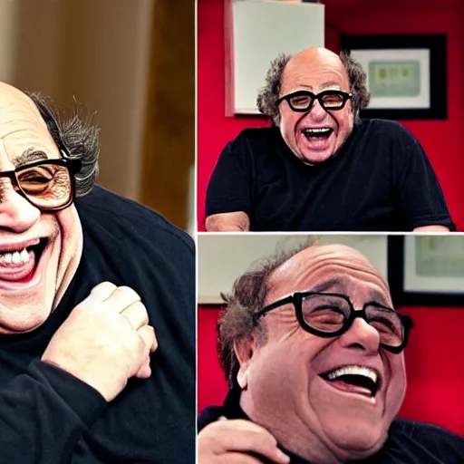 Prompt: Danny DeVito laughs at hilarious joke(FUNNY)