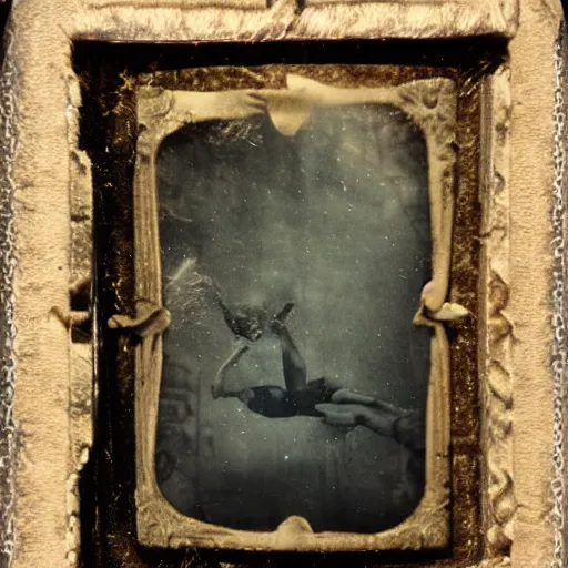 Prompt: tintype photo, underwater, pyramids falling down