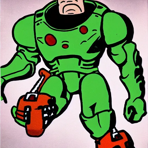 Prompt: doomguy as a 1990s cartoon