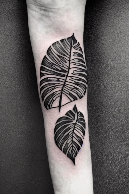 My first tattoo ever By Kyle Wardlow at Black Anvil Tattoo in Fort Wayne  Indiana I love it so much My favorite plant Monstera Deliciosa  r tattoos