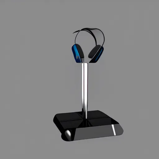 Prompt: wireless headphone stand stand stand, futuristic, techno, cyberpunk, product design, render, concept, fun, geometric