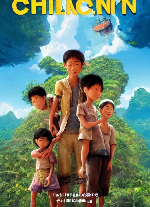 Prompt: poster for an animation film called the chinese child's journey in the philippine islands, 8 k, hd, art by craig mullins