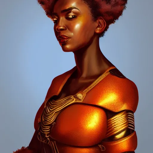 Image similar to beautiful portrait of an african american woman with an orange glow on her face medieval metallic knight armor, artstation, cgsociety, masterpiece, dark fantasy