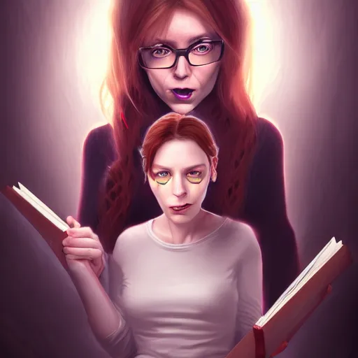 realistic portrait of a female author terrified at Stable Diffusion