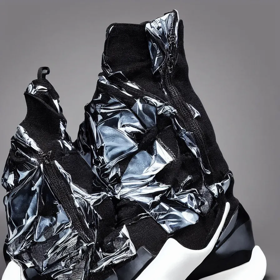 Prompt: futuristic balenciaga sneakers, nft art, highly detailed, hyper realistic