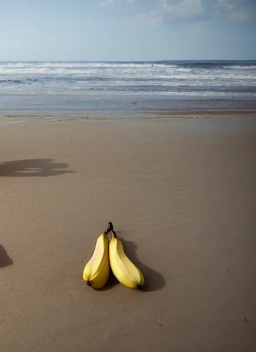 Image similar to jeff goldblum as a banana on the sand of a beach