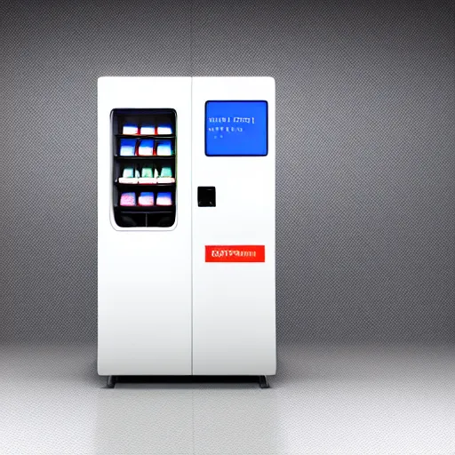 Prompt: award winning product photography of a sleek, futuristic, minimalist vending machine designed by apple, studio lighting, white background, 8 k, ultra detailed,