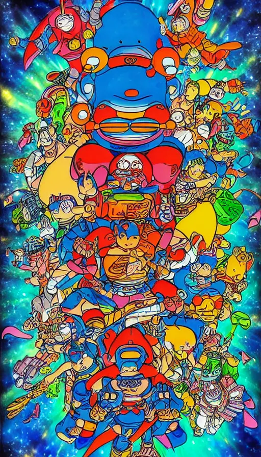 Prompt: psytrance artwork, by akira toriyama