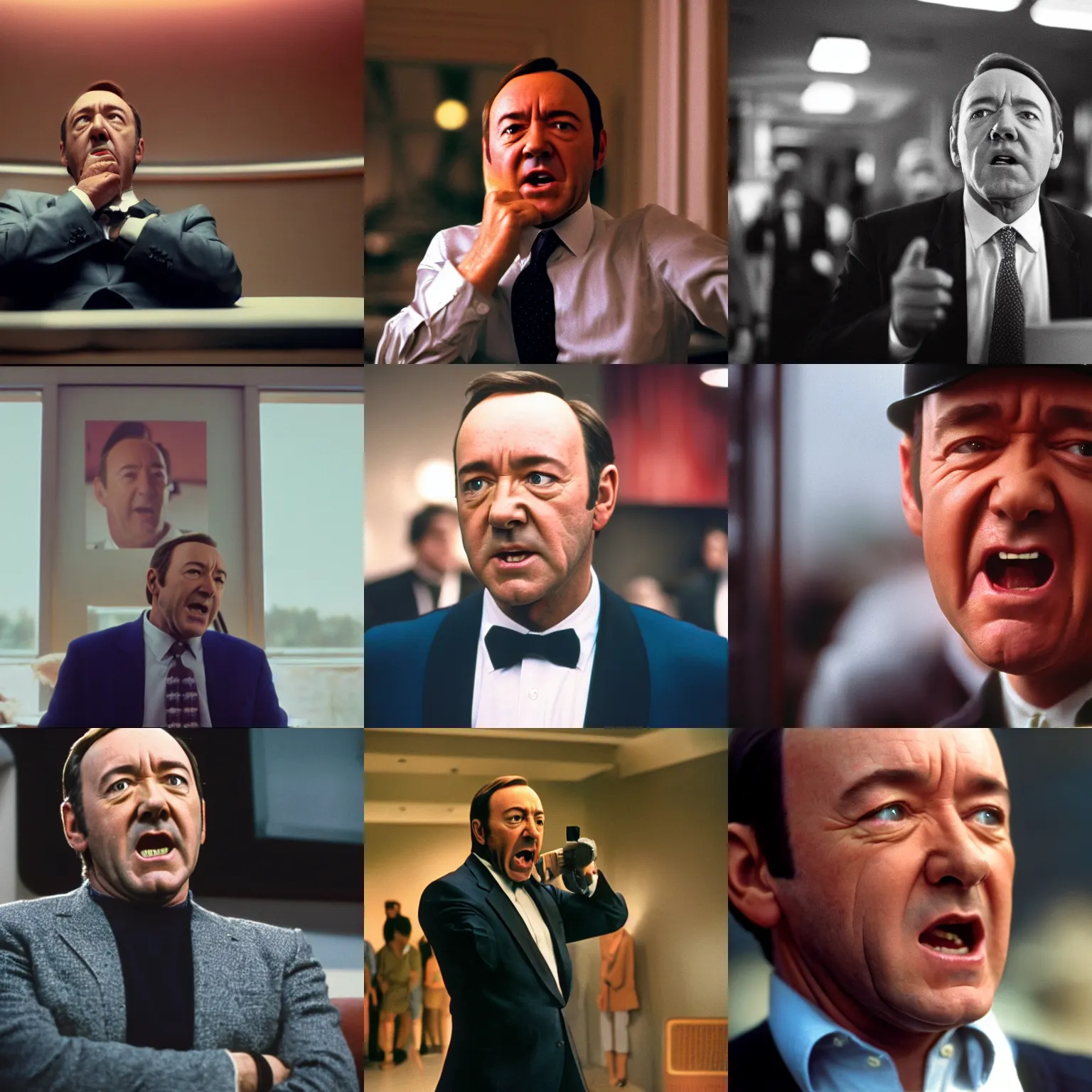 Prompt: angry kevin spacey yells at you on cnn national geographic, canon 5 0 mm, cinematic lighting, photography, retro, film, kodachrome