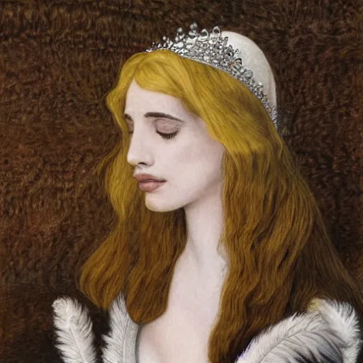 Image similar to emma roberts as a queen of feathers by rosetti and alan lee