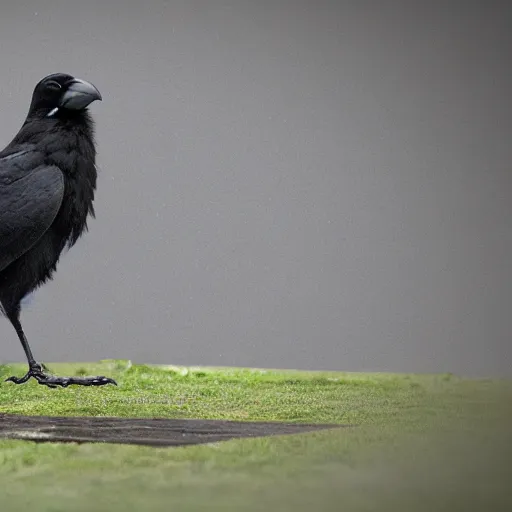 Prompt: a friendly crow in a park in a rainy day, digital painting, ultra detailed, unreal engine 5,