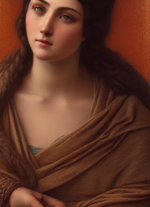 Image similar to beautiful art portrait by John William Godward and Anna Dittman depicting saint mary, evening, atmospheric lighting, intricate detail, cgsociety, hyperrealistic, octane render, ambient light, dynamic lighting