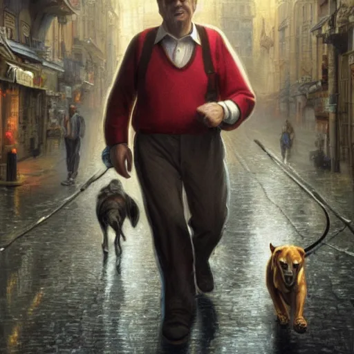 Image similar to john lock as mario walking a dog, plumbing jungle, detailed, centered, digital painting, artstation, concept art, donato giancola, joseph christian leyendecker, wlop, boris vallejo, breathtaking, 8 k resolution, extremely detailed, beautiful, establishing shot, artistic, hyperrealistic, beautiful face, octane render, cinematic lighting, dramatic lighting, masterpiece