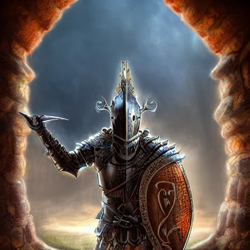 Prompt: knight, fantasy art, located in a castle, legendary spiky armor, morning sunlight through the window, decorated, high quality, highly detailed, 4 k