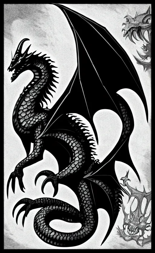 Prompt: goth dragon illustration