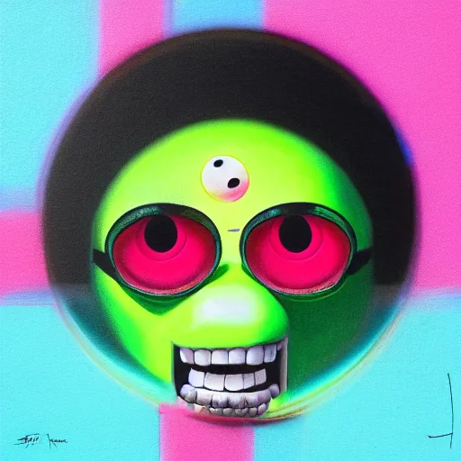 Image similar to Lofi vaporwave portrait tennis ball monster,chalk, Pixar style, Tristan Eaton, Stanley Artgerm, Tom Bagshaw