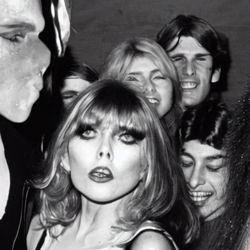 Image similar to young Debbie Harry having a good time at a late 1970s disco club