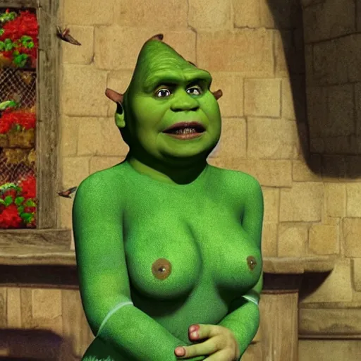 Prompt: natalie portman shrek mashup