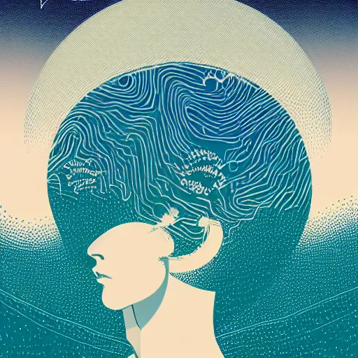 Image similar to a wandering mind, logo without text, simple white background victo ngai, kilian eng. professional