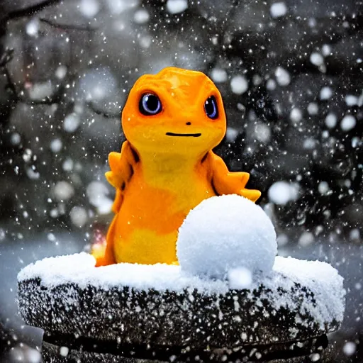 Image similar to white charmander made of snow photography