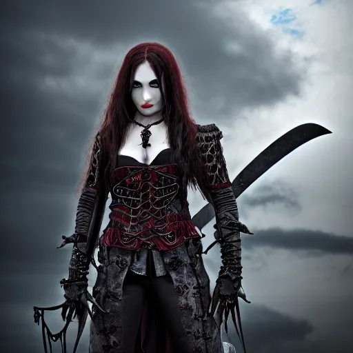 Image similar to full body photo of a beautiful vampire warrior, highly detailed, 4k, HDR,