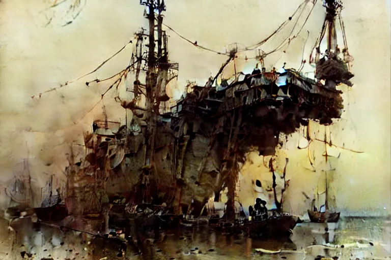 Prompt: (((((a ramshackle shipyard))))) by Jean-Baptiste Monge!!!!!!!!!!!!!!!!!!!!!!!!!!!