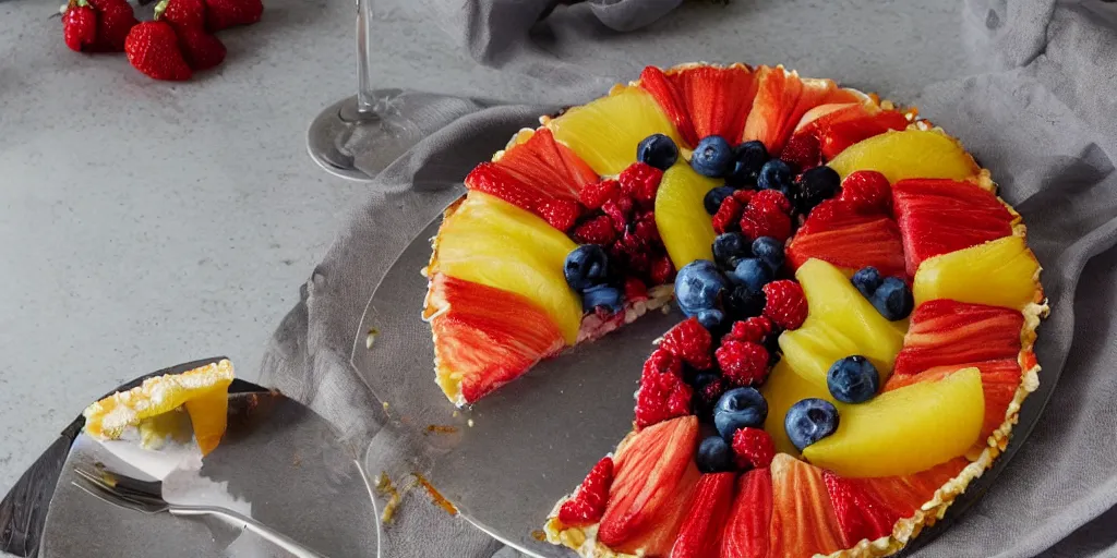 Prompt: needle sticking out of fruit tartalette