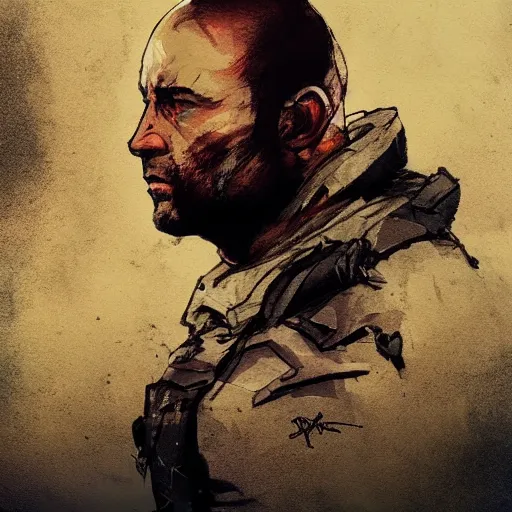 Image similar to Decapitated Joe Rogan, Greg Rutkowski and Yoji Shinkawa styled