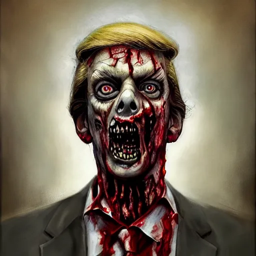 Prompt: portrait of donald j. trump as a zombie looking at camera, 7 days to die zombie, fine art, soft light from the side, award winning, subtle earthy tones, intricate, elegant, sharp focus, cinematic lighting, digital painting, 8 k concept art, art by michael hussar, art by brom, art by z. w. gu, 8 k