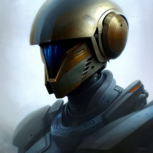 Image similar to detailed concept art of a destiny inspired robot helmet, muted color palette, trending on artstation, award - winning video game concept art by jim burns and greg rutkowski, beksinski, a sci - fi concept art masterpiece, james gilleard, bruegel, alphonse mucha, and yoshitaka amano.