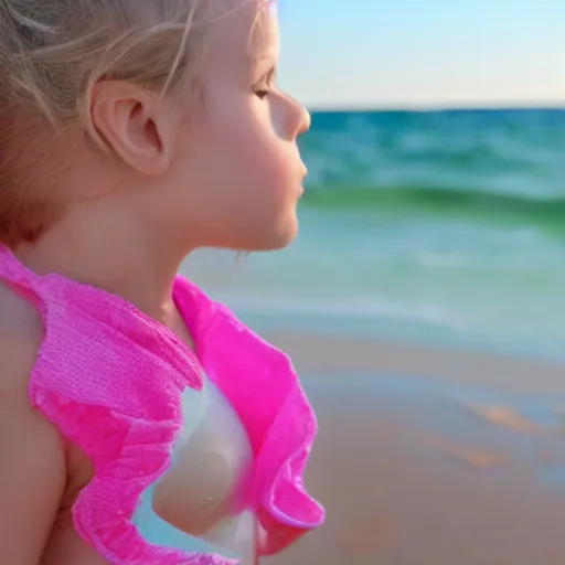 Prompt: a picture of bubblegum at the beach