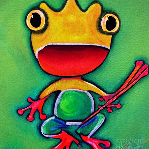 Image similar to frog knight, painting,