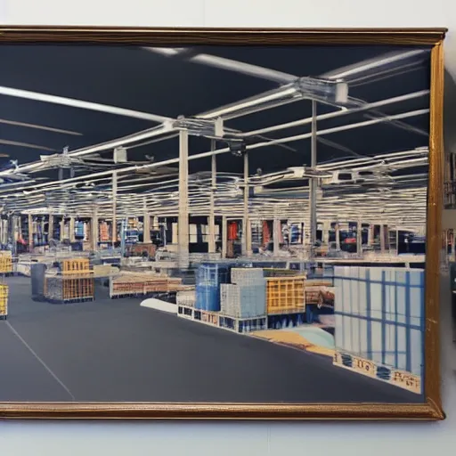 Prompt: IKEA warehouse, liminal space, matte painting, award winning, chiaroscuro, oil on canvas