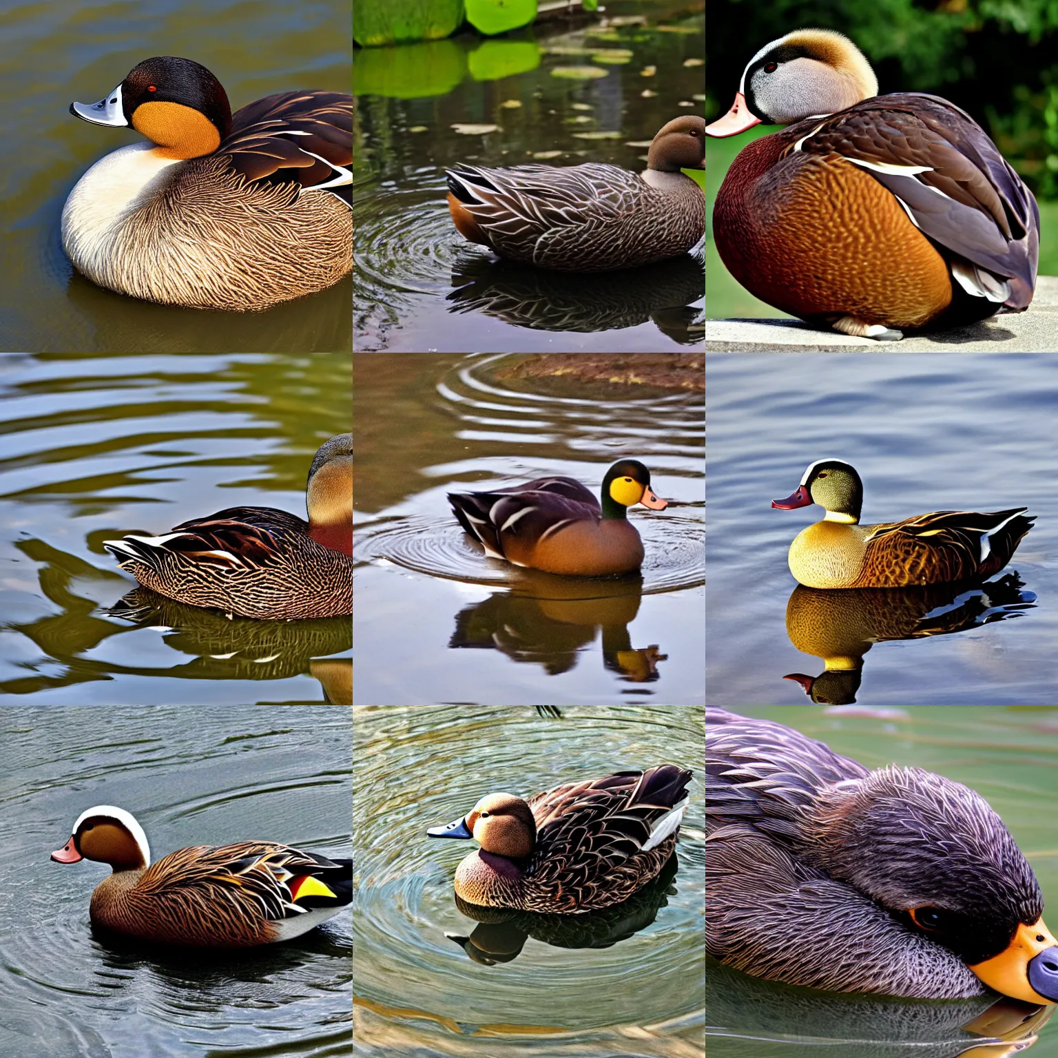 Prompt: photo of a very round duck