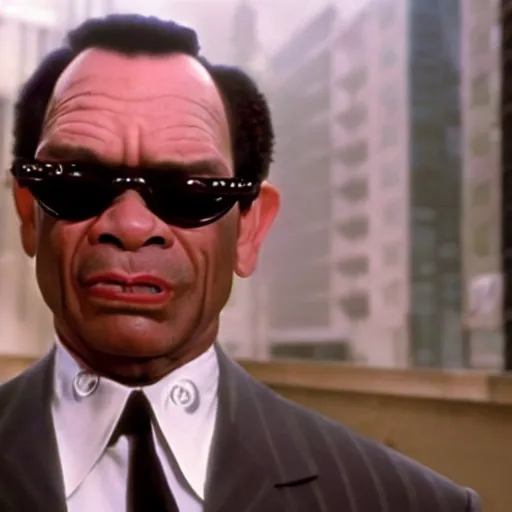 Image similar to anothony hopskins as tommy lee jones in men in black, cinematic