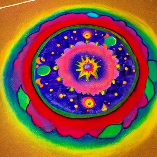 Prompt: Liminal space in outer space, rangoli!!!!!