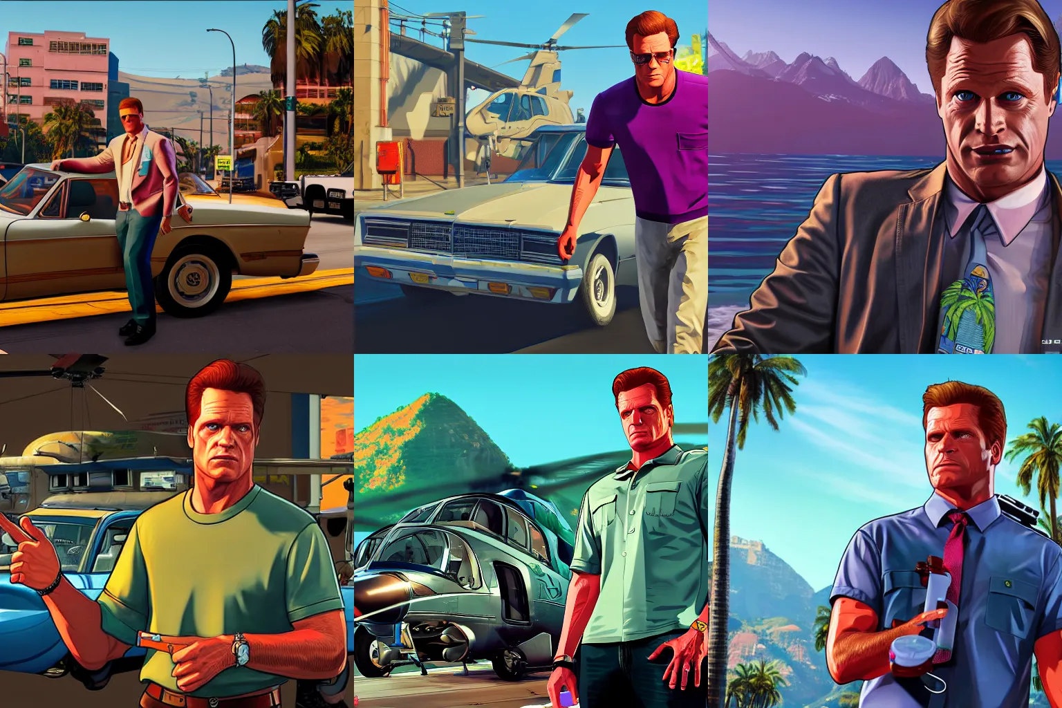 Prompt: Troy McClure in Grand Theft Auto 5 covert art, epic, 4k resolution, extremely detailed, very sharp, artstation, digital art, vibrant,