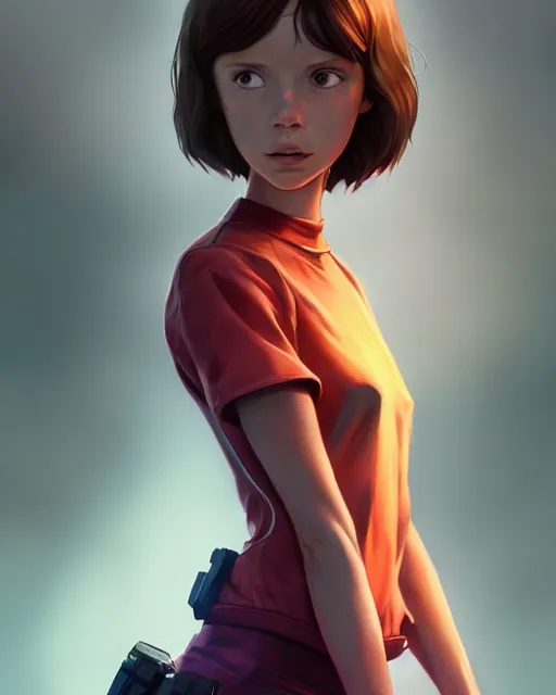 Prompt: weta movie still full body portrait photo of millie bobby brown as a sad translucent plastic girl by weta, wlop, ilya kuvshinov, rossdraws, artgerm, anime, liosh, mucha