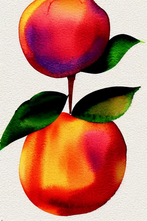 Image similar to minimalist watercolor art of a peach, illustration, vector art