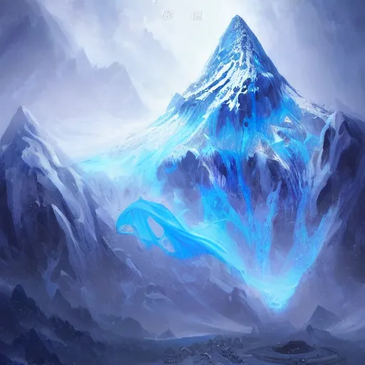 Prompt: blue glacier volcano eruption, blue glacier volcano eruption, blue liquid and snow, blue glacier volcano eruption, ice cold blue theme, bright masterpiece artstation. 8 k, sharp high quality artwork in style of jose daniel cabrera pena and greg rutkowski, concept art by tooth wu, blizzard warcraft artwork, hearthstone card game artwork