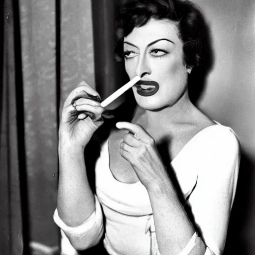 Image similar to joan crawford smoking a joint, photo journalism