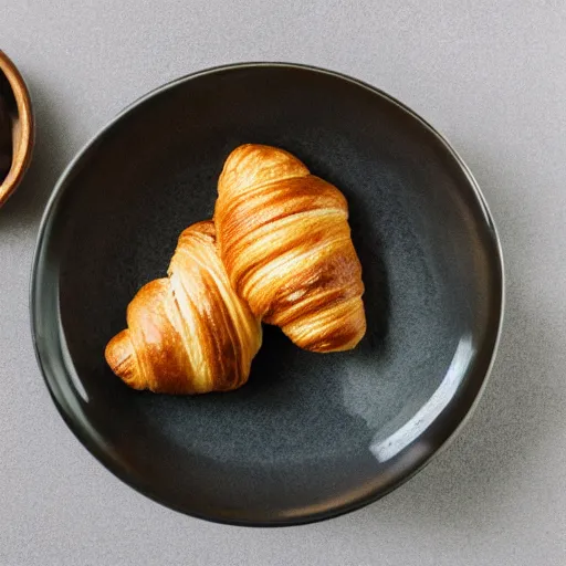 Image similar to croissants in a ceramic bowl