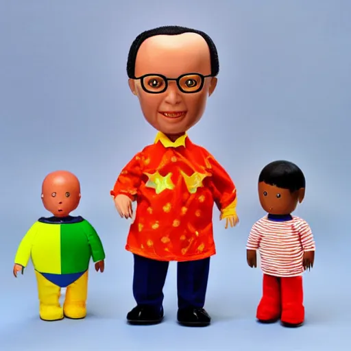 Prompt: doll of lee kuan yew for children from fisher price, colourful, Singapore children's toy