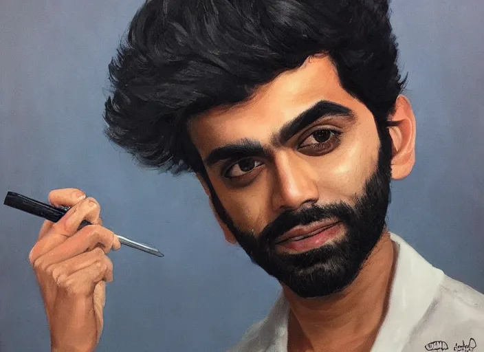 Image similar to a highly detailed beautiful portrait of ravi from ( izombie ) rahul kohli, james gurney, james jean