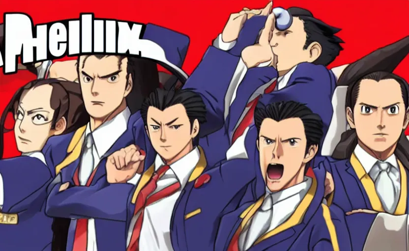 Image similar to phoenix wright ace attorney filmed by quentin tarantino