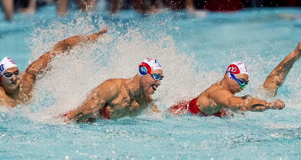 Image similar to olympic swimming in sand instead of water, extremely coherent, motion blur