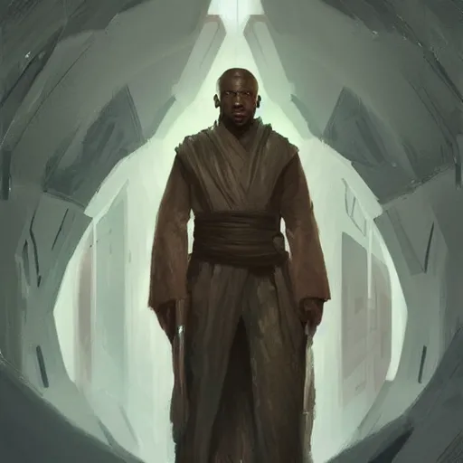 Image similar to portrait of a man by greg rutkowski, deji skywalker from star wars expanded universe, wearing jedi robes, he is about 2 0 years old, highly detailed portrait, digital painting, artstation, concept art, smooth, sharp foccus ilustration, artstation hq