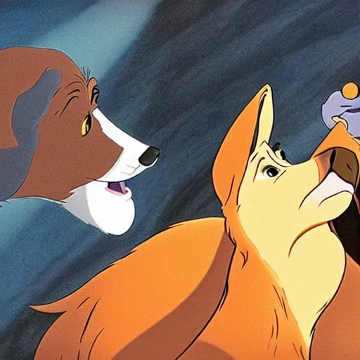 Image similar to a still frame from the fox and the hound ( 1 9 8 1 )